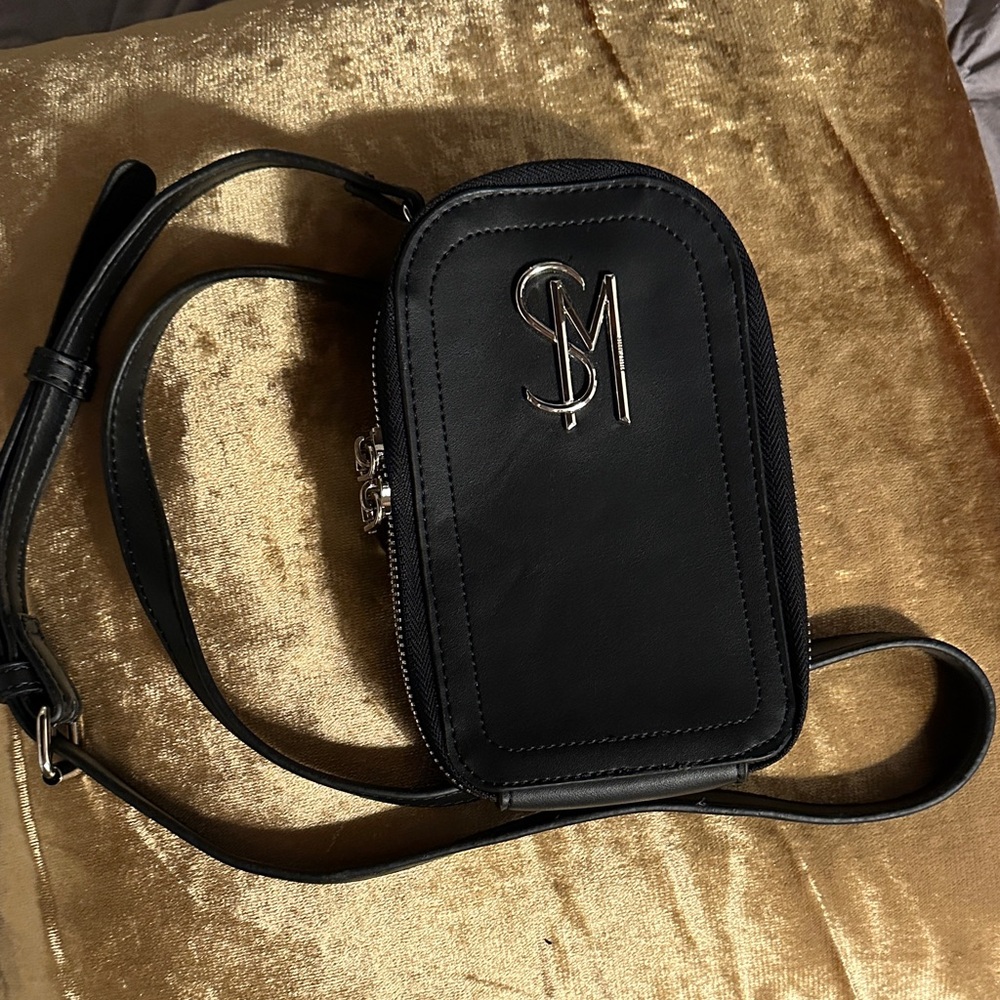 Black Crossbody Bag with Silver Logo